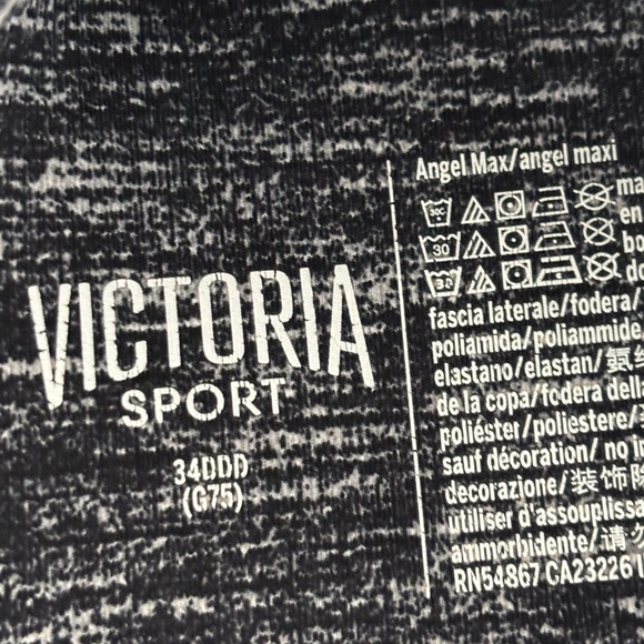 Victoria's Secret Sport Bra Angel Max Laser Cut Front Back Closure 34DDD Gray - Picture 3 of 5